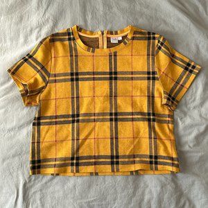 Simons Twik Black and Yellow Plaid Blouse